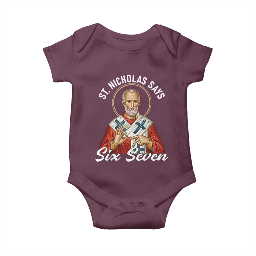 Funny Six Seven Meme Baby Onesie Saint Nicholas Says 67 Gen Alpha Slang - Wonder Print Shop