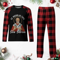 Funny Six Seven Meme Plaid Pajama Set Saint Nicholas Says 67 Gen Alpha Slang - Wonder Print Shop