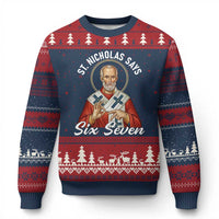 Funny Six Seven Meme Ugly Christmas Sweater Saint Nicholas Says 67 Gen Alpha Slang - Wonder Print Shop