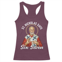 Funny Six Seven Meme Racerback Tank Top Saint Nicholas Says 67 Gen Alpha Slang - Wonder Print Shop