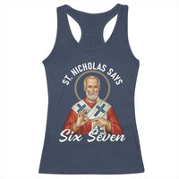 Funny Six Seven Meme Racerback Tank Top Saint Nicholas Says 67 Gen Alpha Slang - Wonder Print Shop