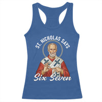 Funny Six Seven Meme Racerback Tank Top Saint Nicholas Says 67 Gen Alpha Slang - Wonder Print Shop