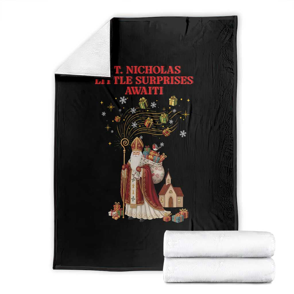 Saint Nicholas Santa Claus Christmas Throw Blanket Little Surprises Awaiti - Wonder Print Shop