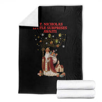 Saint Nicholas Santa Claus Christmas Throw Blanket Little Surprises Awaiti - Wonder Print Shop