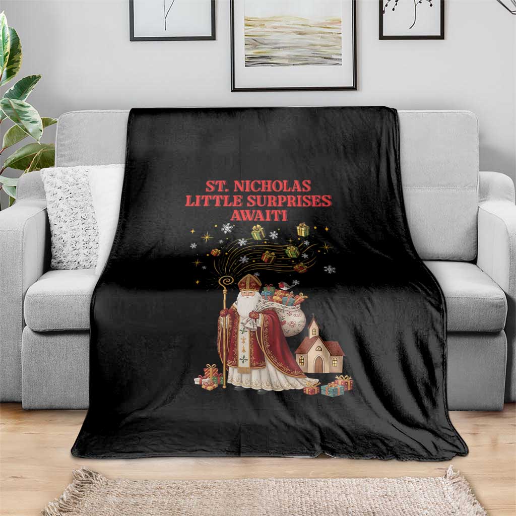 Saint Nicholas Santa Claus Christmas Throw Blanket Little Surprises Awaiti - Wonder Print Shop