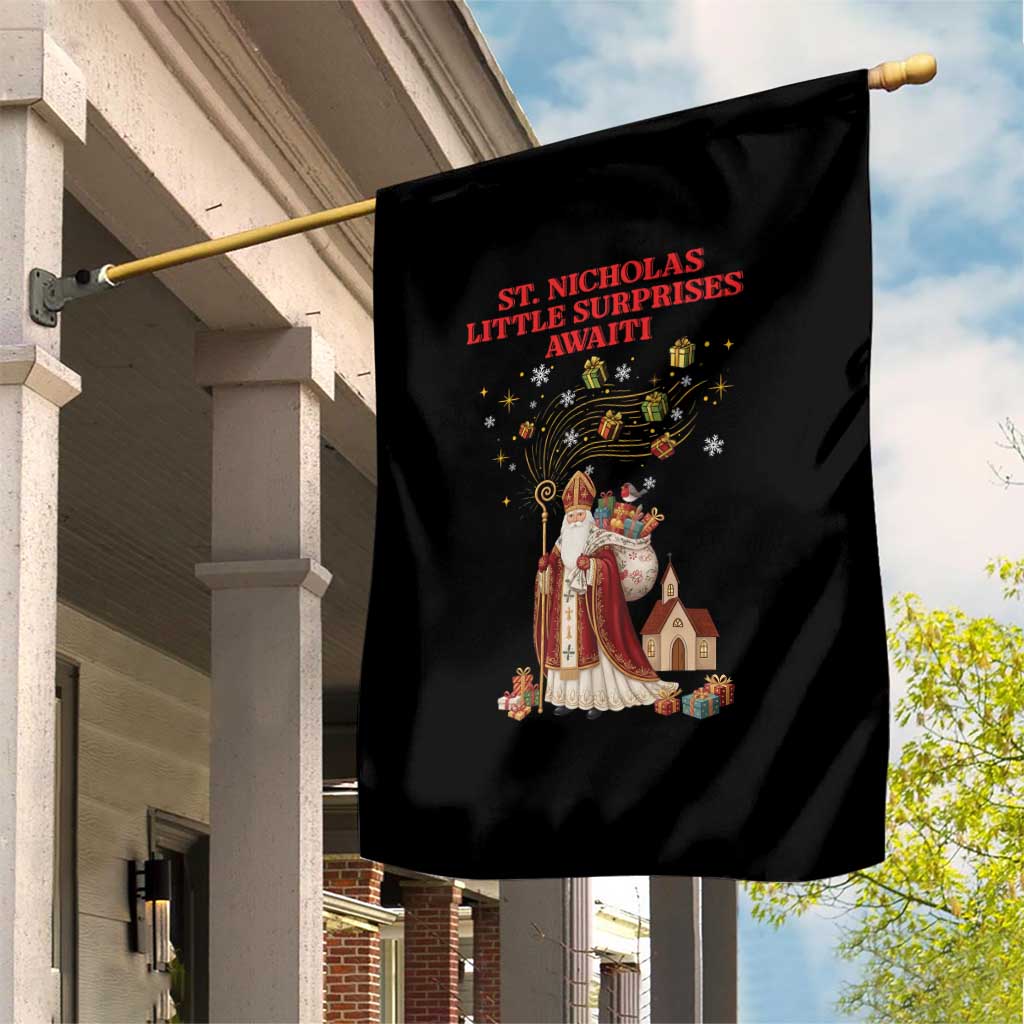 Saint Nicholas Santa Claus Christmas Garden Flag Little Surprises Awaiti - Wonder Print Shop