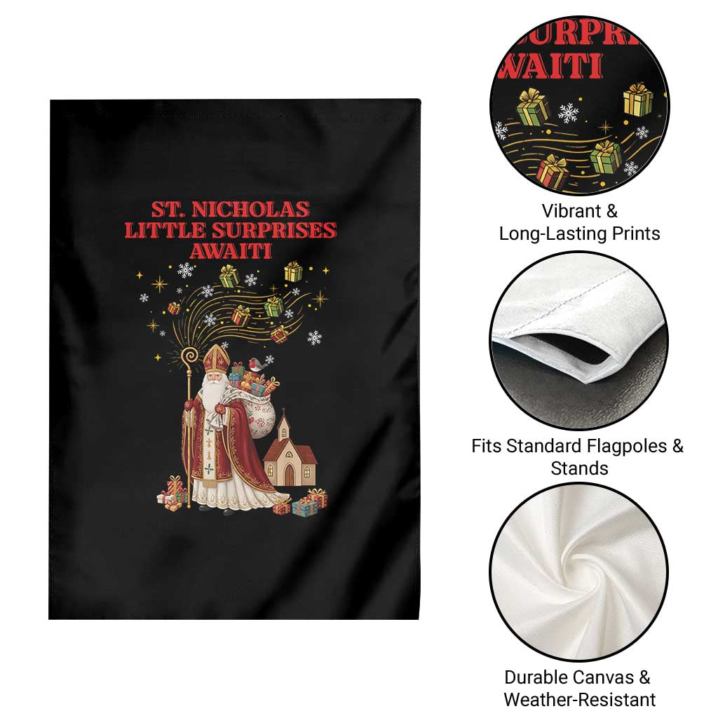 Saint Nicholas Santa Claus Christmas Garden Flag Little Surprises Awaiti - Wonder Print Shop