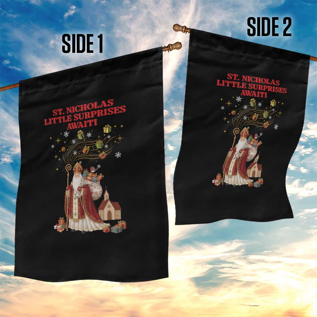 Saint Nicholas Santa Claus Christmas Garden Flag Little Surprises Awaiti - Wonder Print Shop