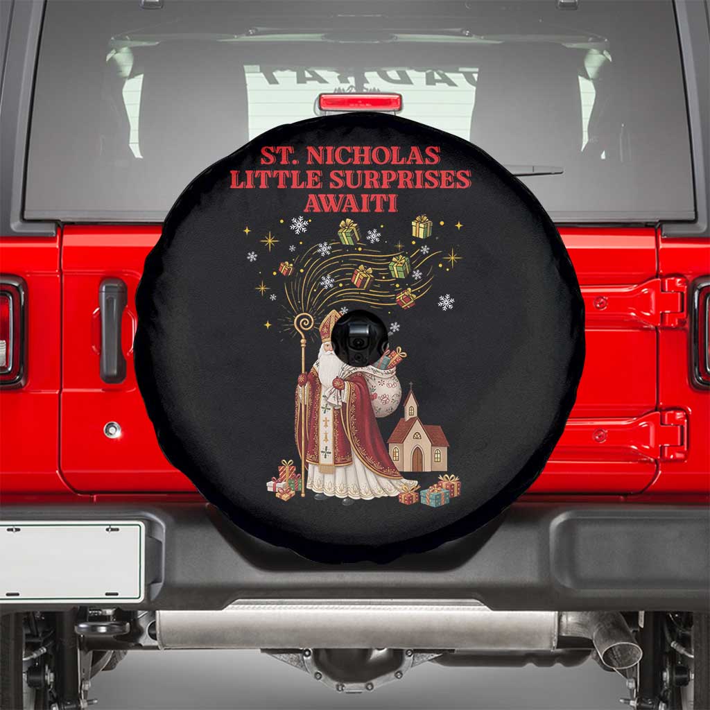 Saint Nicholas Santa Claus Christmas Spare Tire Cover Little Surprises Awaiti - Wonder Print Shop