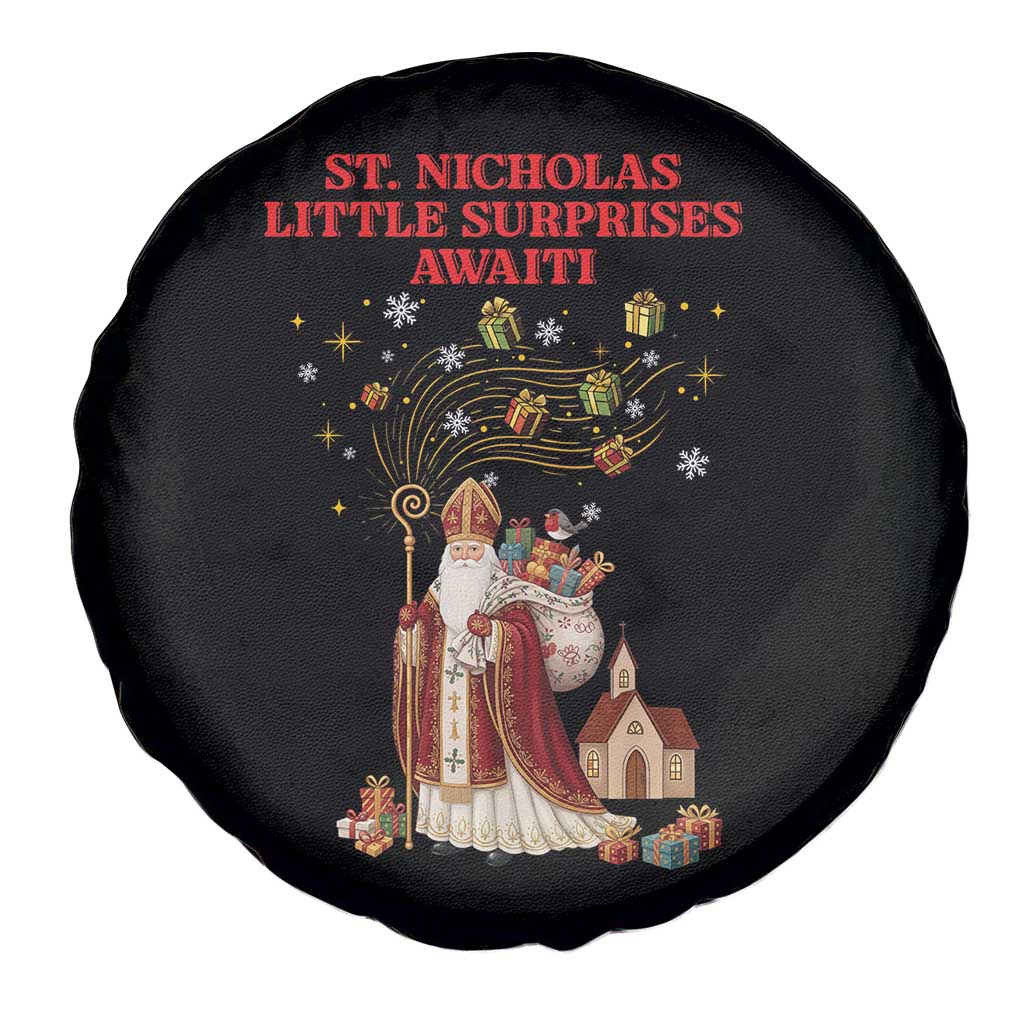 Saint Nicholas Santa Claus Christmas Spare Tire Cover Little Surprises Awaiti - Wonder Print Shop