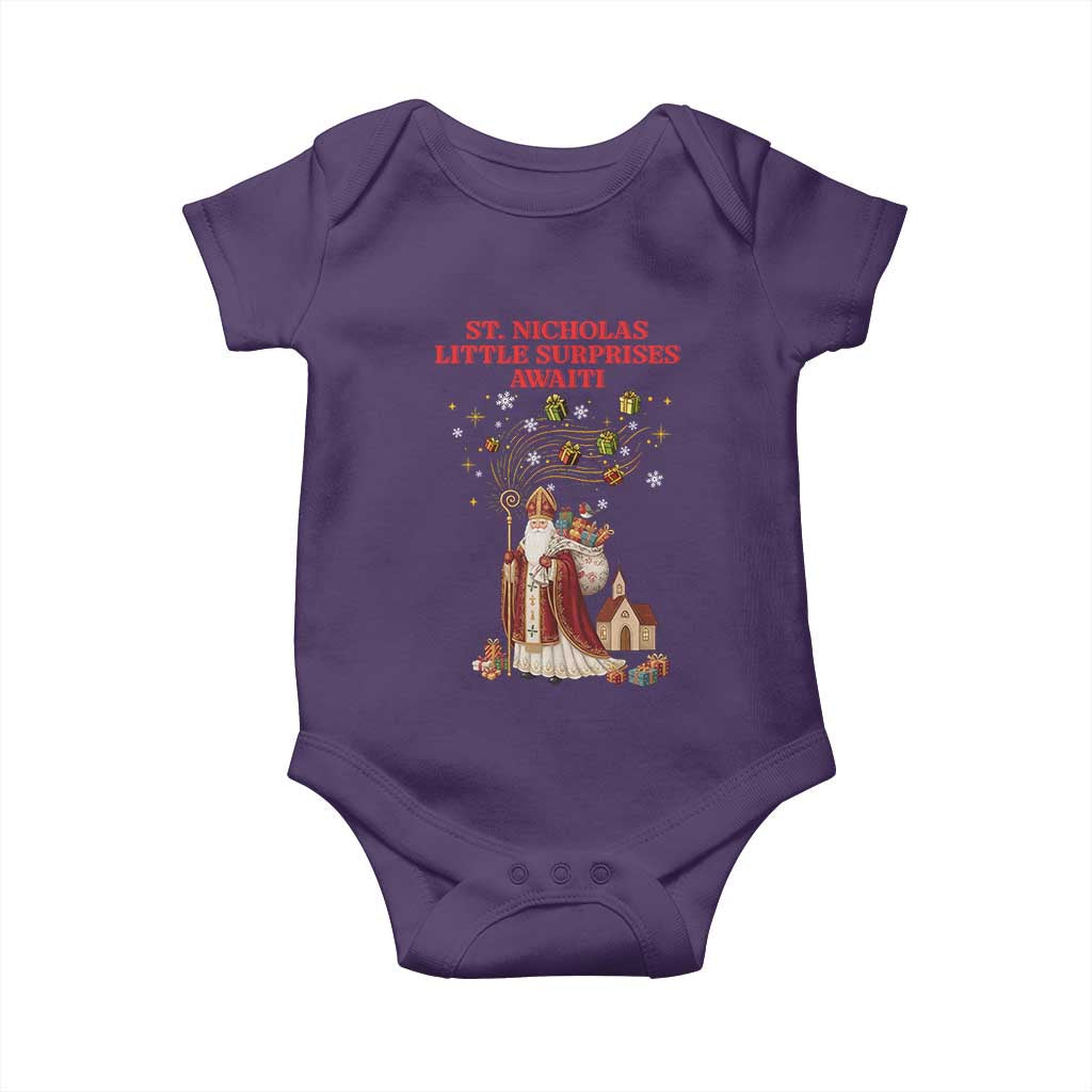 Saint Nicholas Santa Claus Christmas Baby Onesie Little Surprises Awaiti - Wonder Print Shop