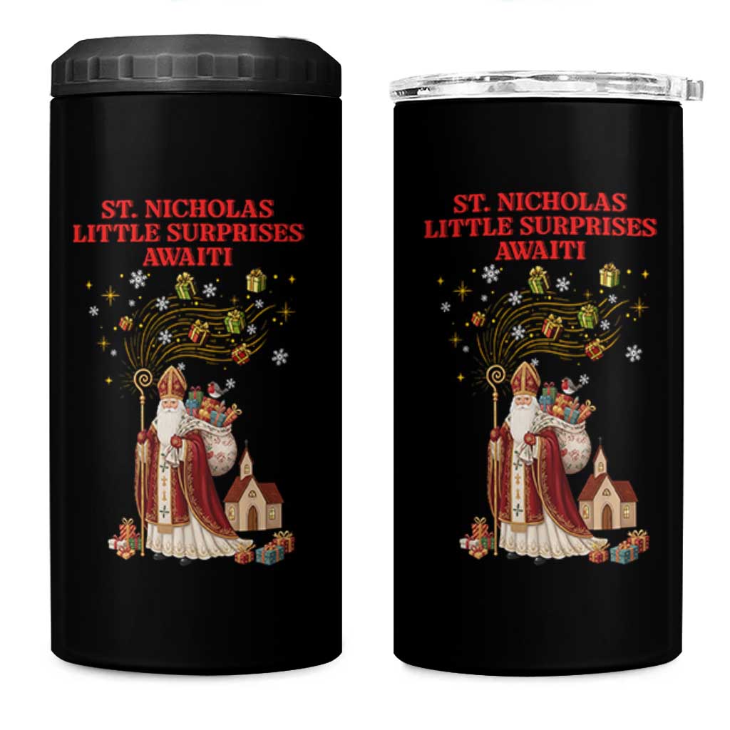 Saint Nicholas Santa Claus Christmas 4 in 1 Can Cooler Tumbler Little Surprises Awaiti - Wonder Print Shop
