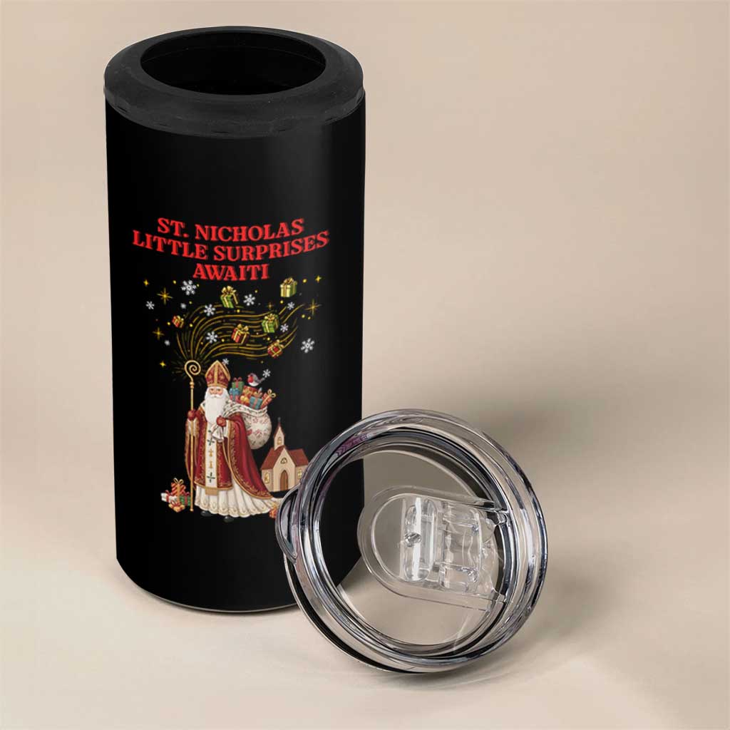Saint Nicholas Santa Claus Christmas 4 in 1 Can Cooler Tumbler Little Surprises Awaiti - Wonder Print Shop