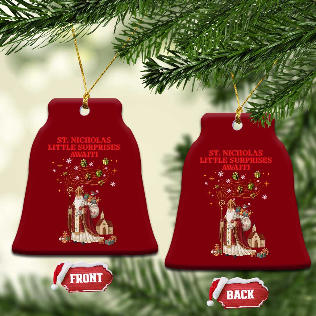 Saint Nicholas Santa Claus Christmas Ceramic Ornament Little Surprises Awaiti - Wonder Print Shop