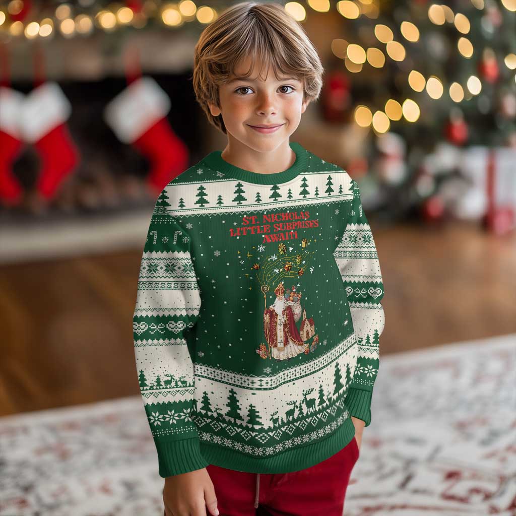 Saint Nicholas Santa Claus Xmas Ugly Christmas Sweater Little Surprises Awaiti - Wonder Print Shop
