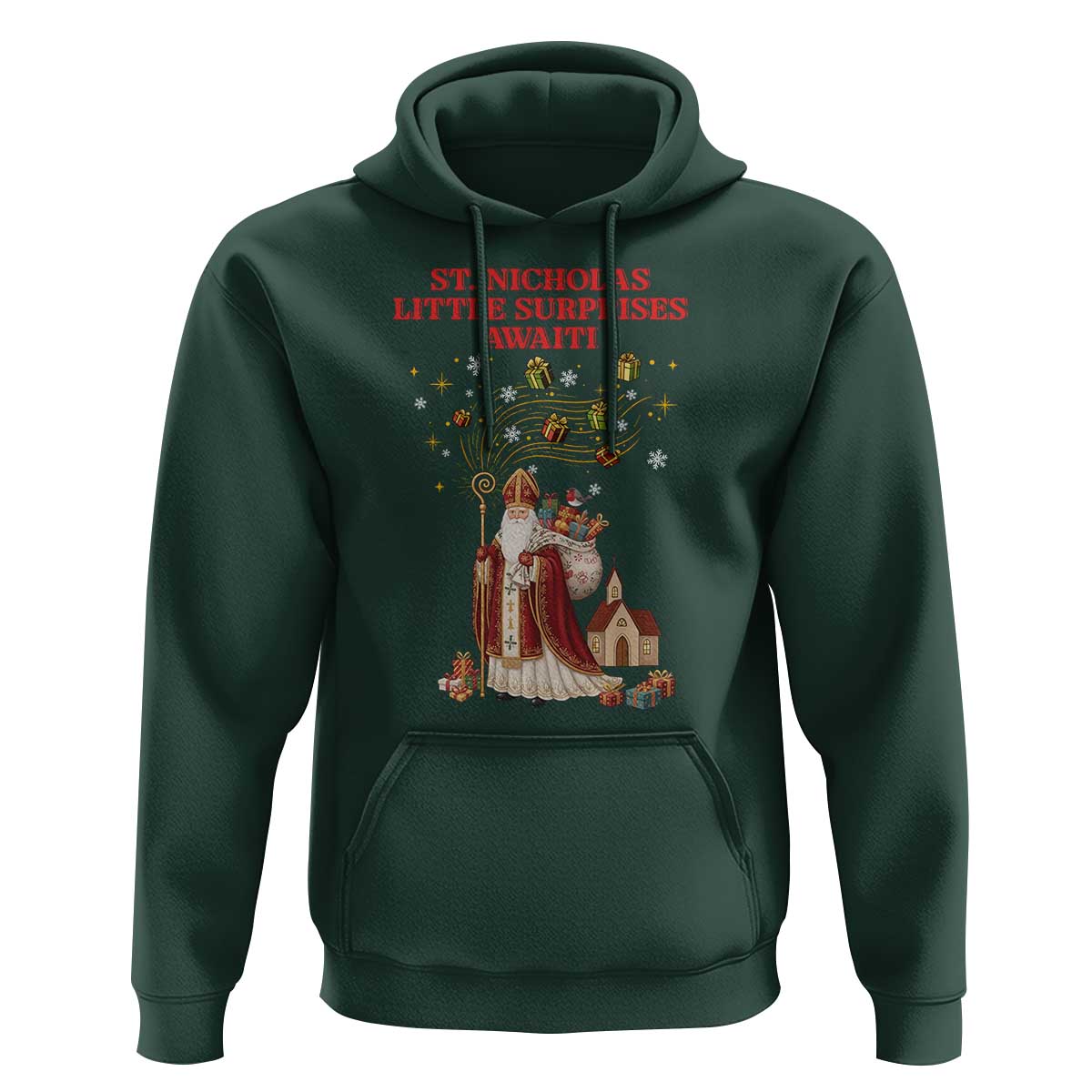 Saint Nicholas Santa Claus Christmas Hoodie Little Surprises Awaiti - Wonder Print Shop