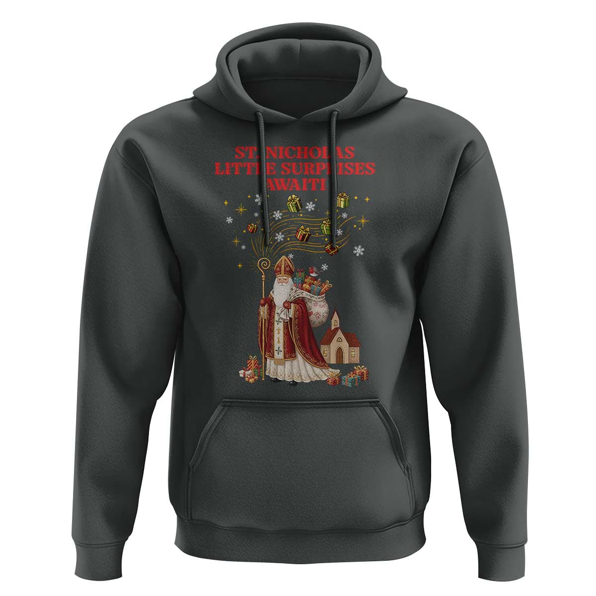 Saint Nicholas Santa Claus Christmas Hoodie Little Surprises Awaiti - Wonder Print Shop