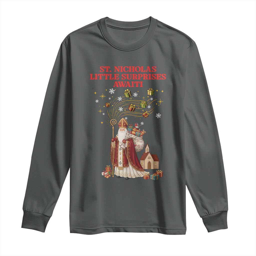 Saint Nicholas Santa Claus Christmas Long Sleeve Shirt Little Surprises Awaiti - Wonder Print Shop