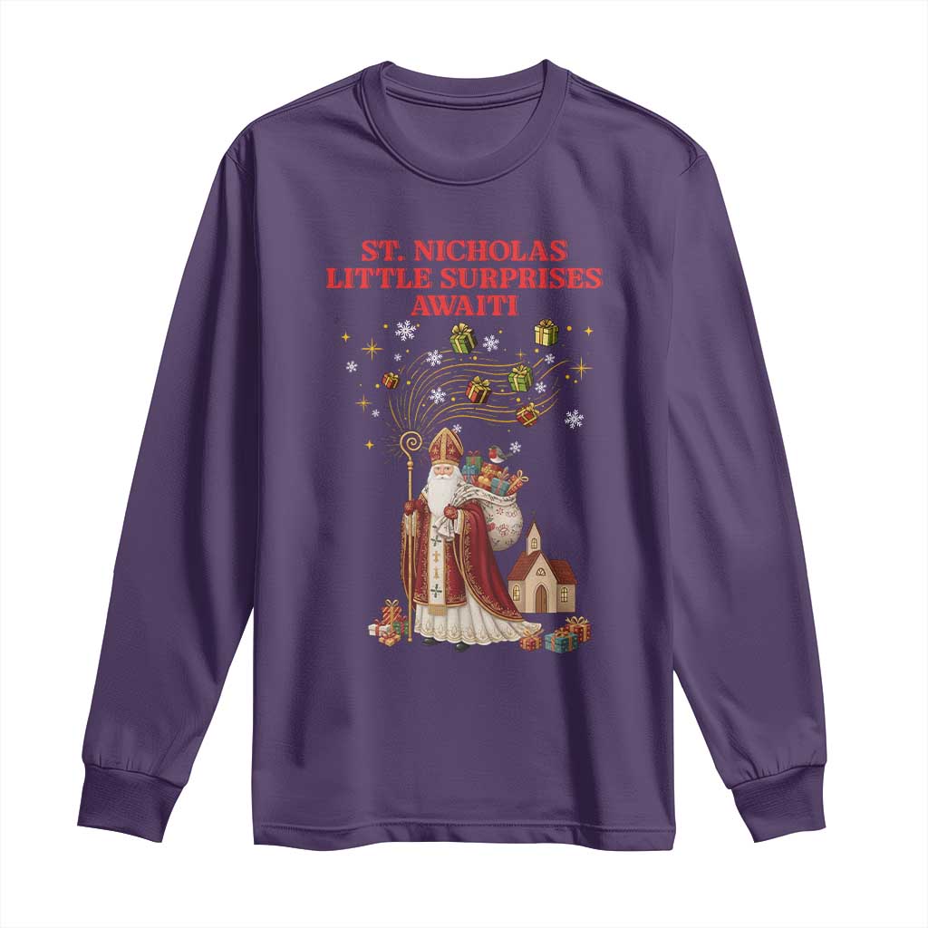 Saint Nicholas Santa Claus Christmas Long Sleeve Shirt Little Surprises Awaiti - Wonder Print Shop