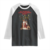 Saint Nicholas Santa Claus Christmas Raglan Shirt Little Surprises Awaiti - Wonder Print Shop