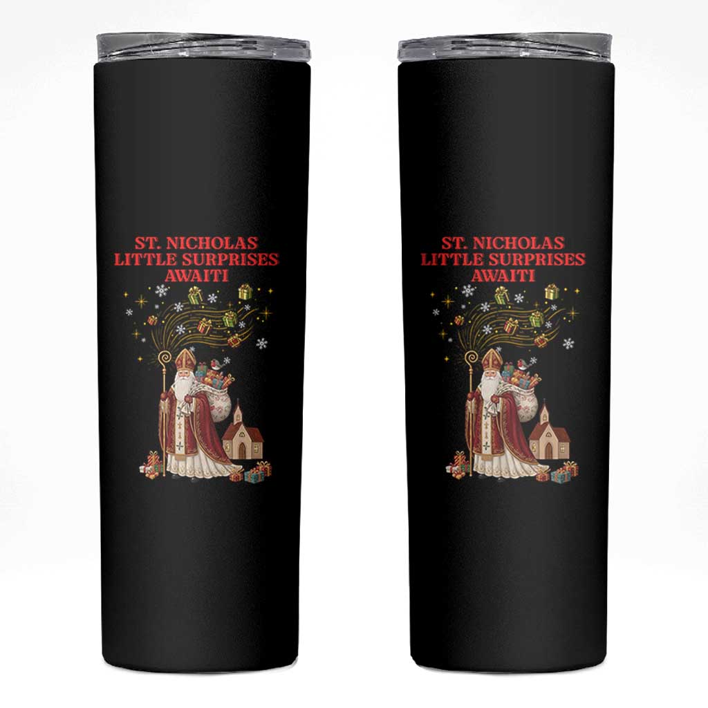 Saint Nicholas Santa Claus Christmas Skinny Tumbler Little Surprises Awaiti - Wonder Print Shop