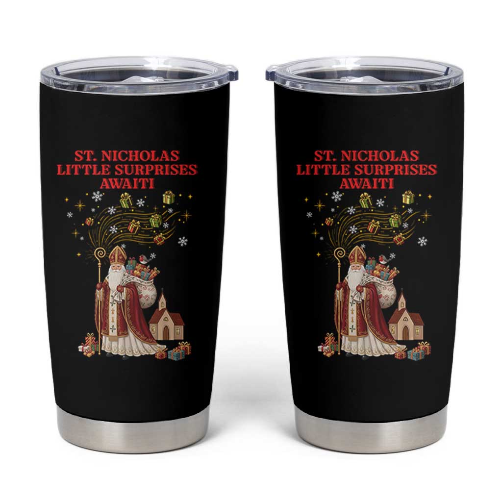 Saint Nicholas Santa Claus Christmas Tumbler Cup Little Surprises Awaiti - Wonder Print Shop