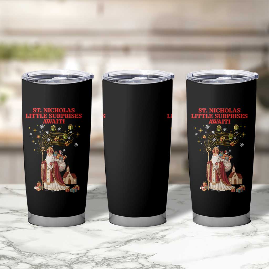 Saint Nicholas Santa Claus Christmas Tumbler Cup Little Surprises Awaiti - Wonder Print Shop