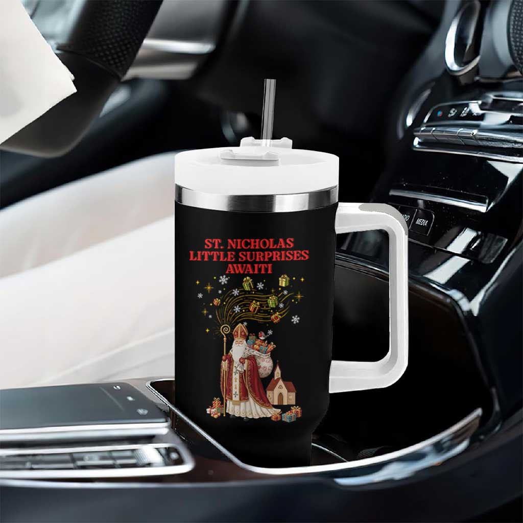Saint Nicholas Santa Claus Christmas Tumbler With Handle Little Surprises Awaiti - Wonder Print Shop
