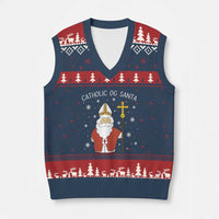 Saint Nicholas Catholic Xmas V-Neck Knit Sweater Vest - Wonder Print Shop