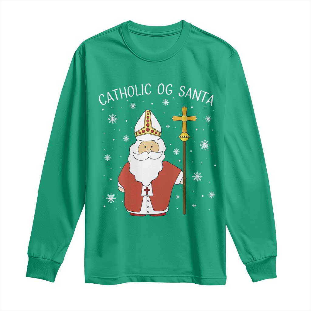 Saint Nicholas Catholic Christmas Long Sleeve Shirt - Wonder Print Shop