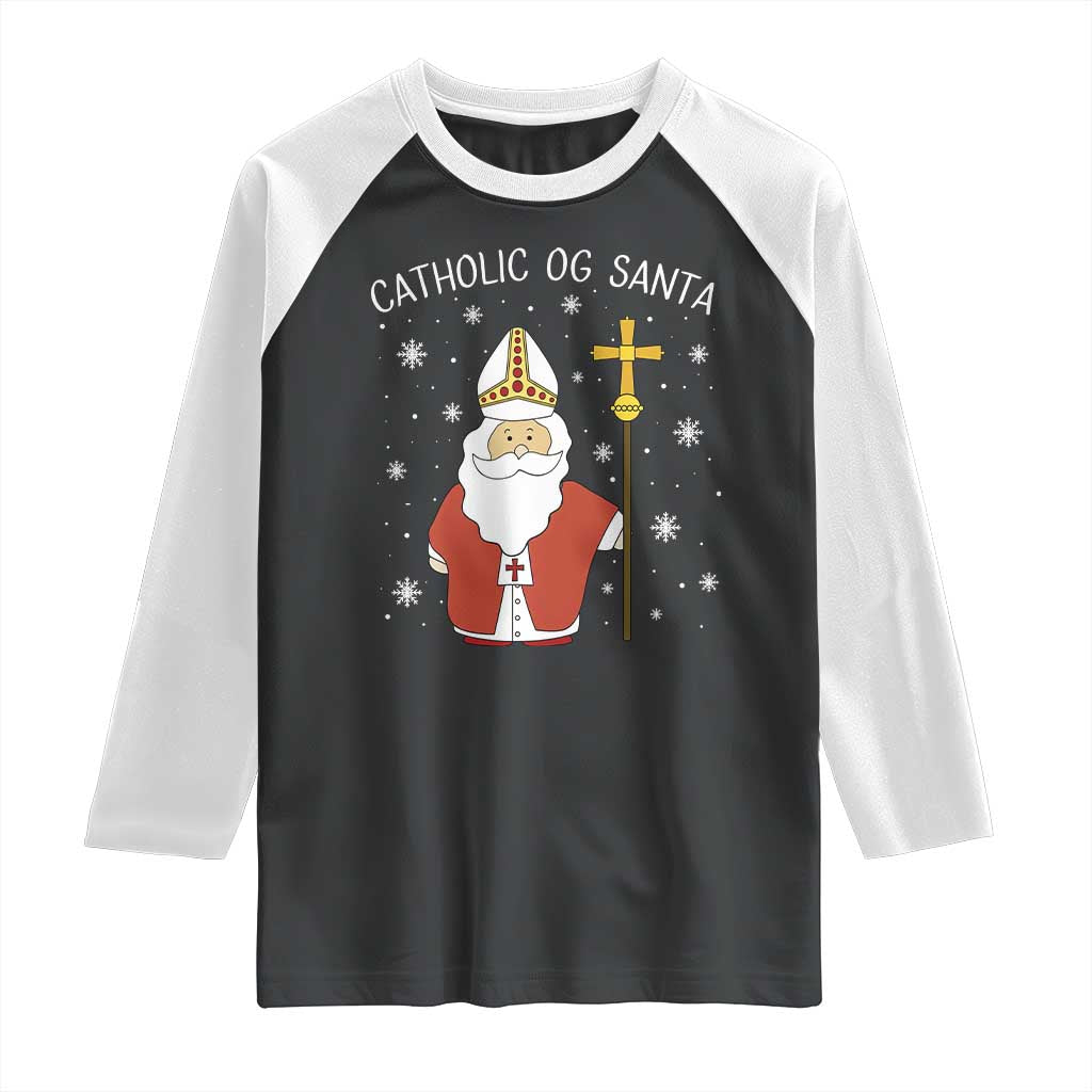 Saint Nicholas Catholic Christmas Raglan Shirt - Wonder Print Shop