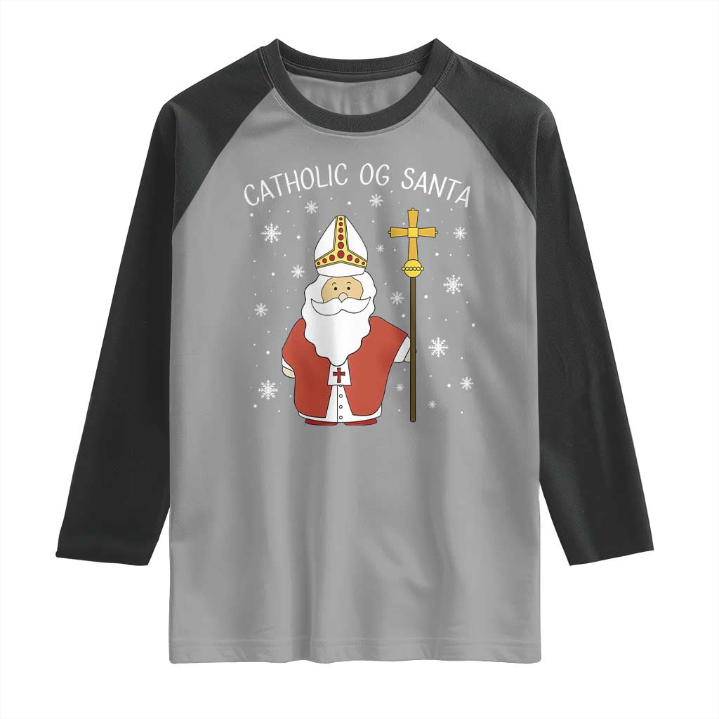Saint Nicholas Catholic Christmas Raglan Shirt - Wonder Print Shop