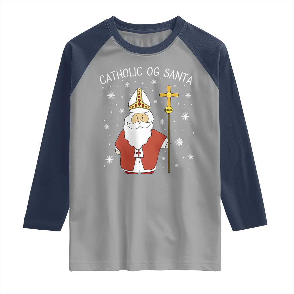 Saint Nicholas Catholic Christmas Raglan Shirt - Wonder Print Shop