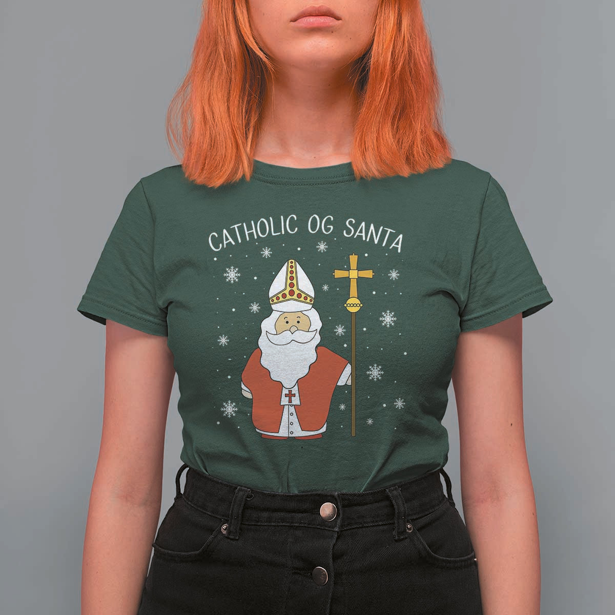 Saint Nicholas Catholic Christmas T Shirt For Women - Wonder Print Shop