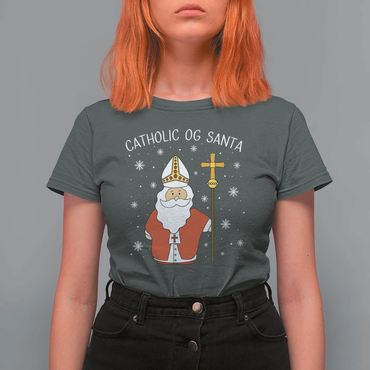 Saint Nicholas Catholic Christmas T Shirt For Women - Wonder Print Shop