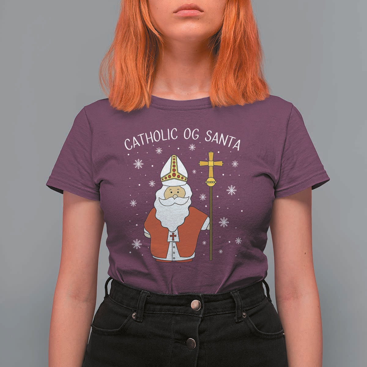 Saint Nicholas Catholic Christmas T Shirt For Women - Wonder Print Shop