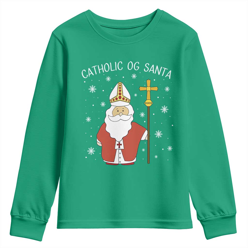 Saint Nicholas Catholic Christmas Youth Sweatshirt - Wonder Print Shop