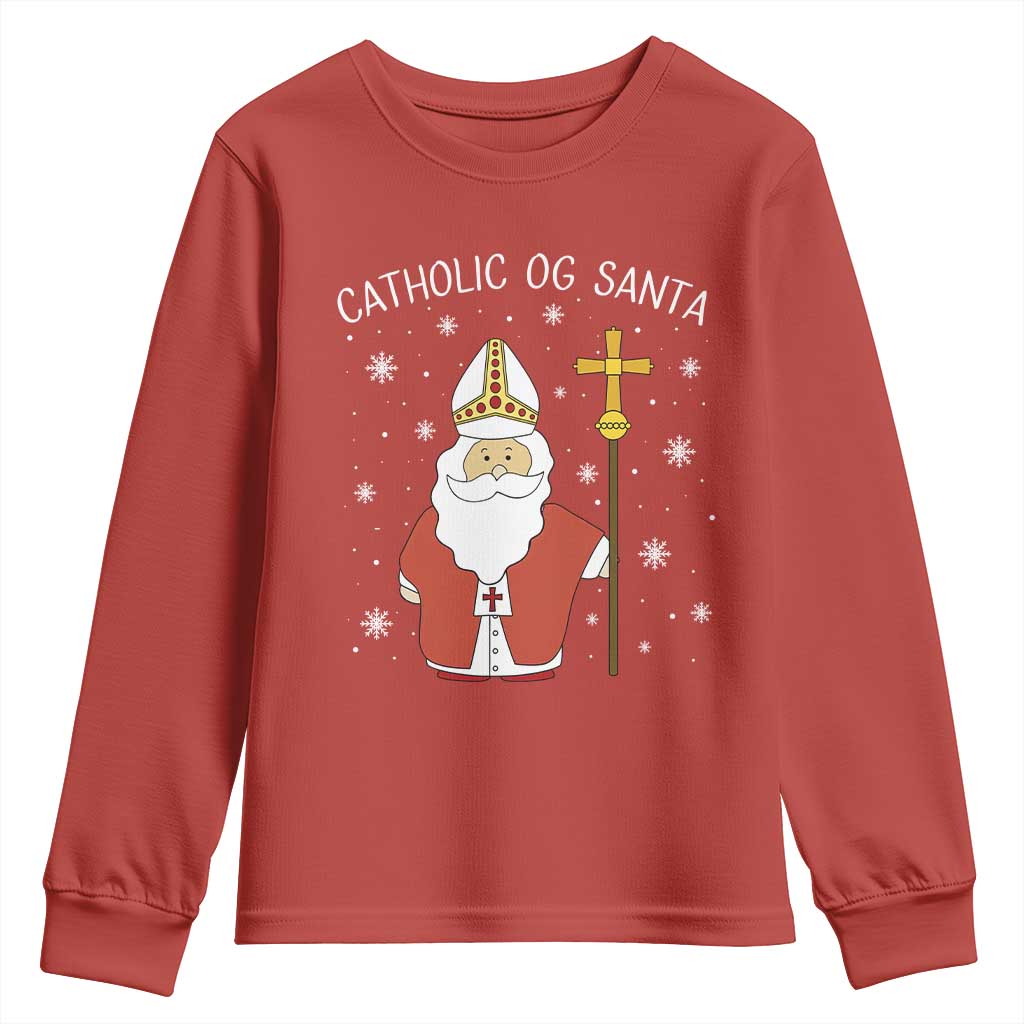Saint Nicholas Catholic Christmas Youth Sweatshirt - Wonder Print Shop