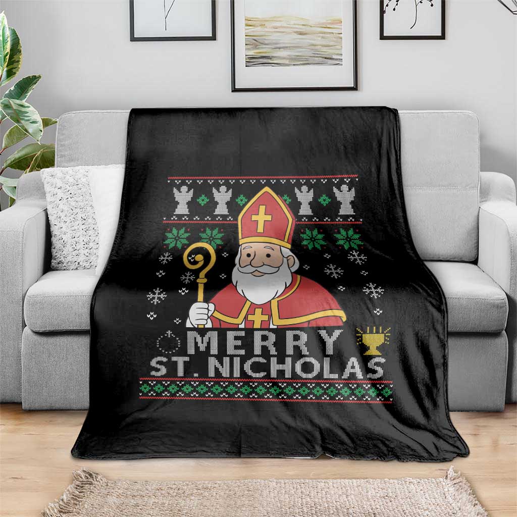 Saint Nicholas Santa Claus Christmas Throw Blanket - Wonder Print Shop