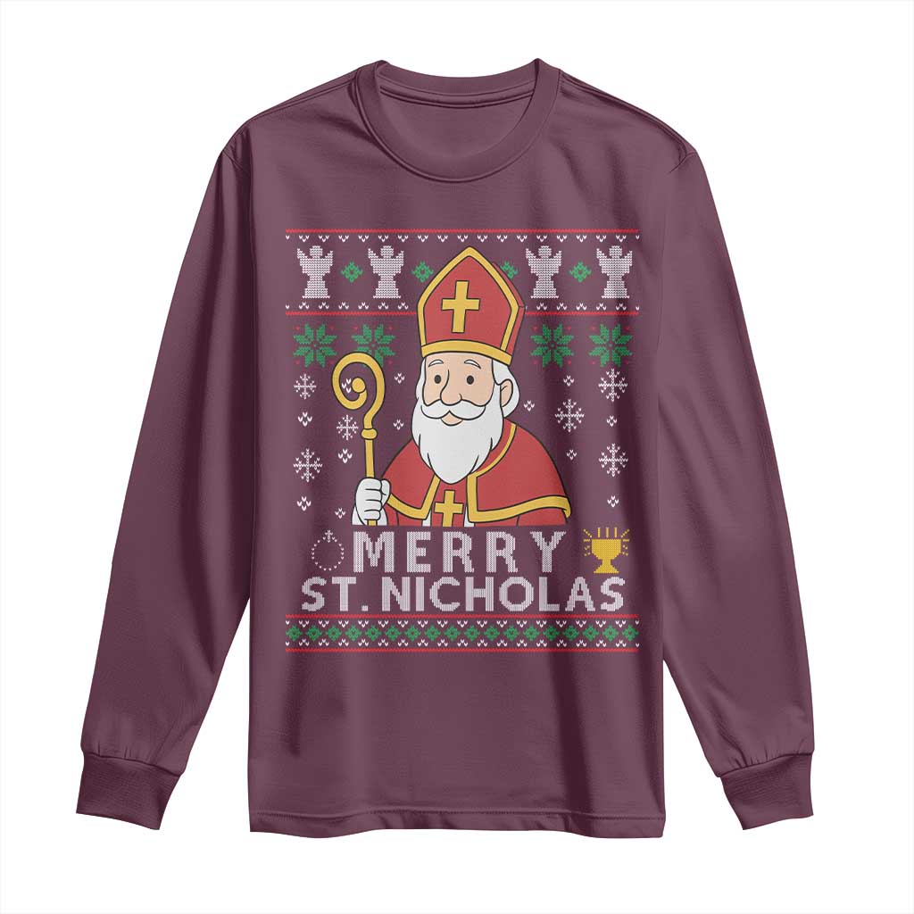Saint Nicholas Santa Claus Christmas Long Sleeve Shirt - Wonder Print Shop