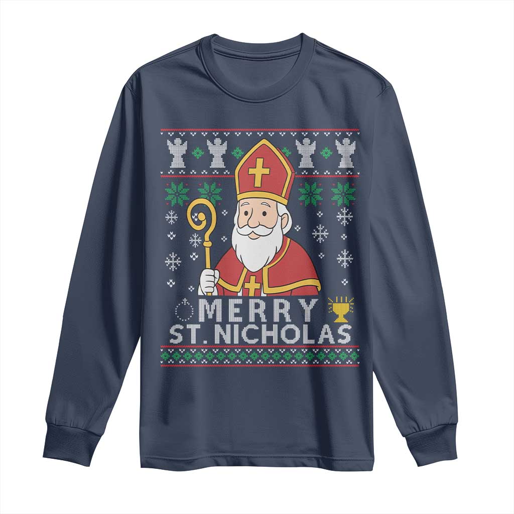 Saint Nicholas Santa Claus Christmas Long Sleeve Shirt - Wonder Print Shop