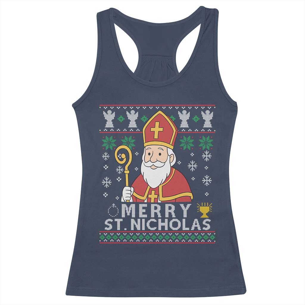 Saint Nicholas Santa Claus Christmas Racerback Tank Top - Wonder Print Shop