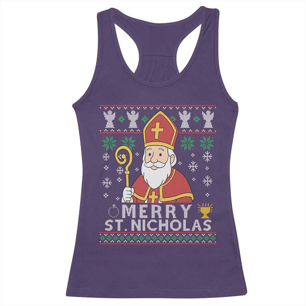Saint Nicholas Santa Claus Christmas Racerback Tank Top - Wonder Print Shop