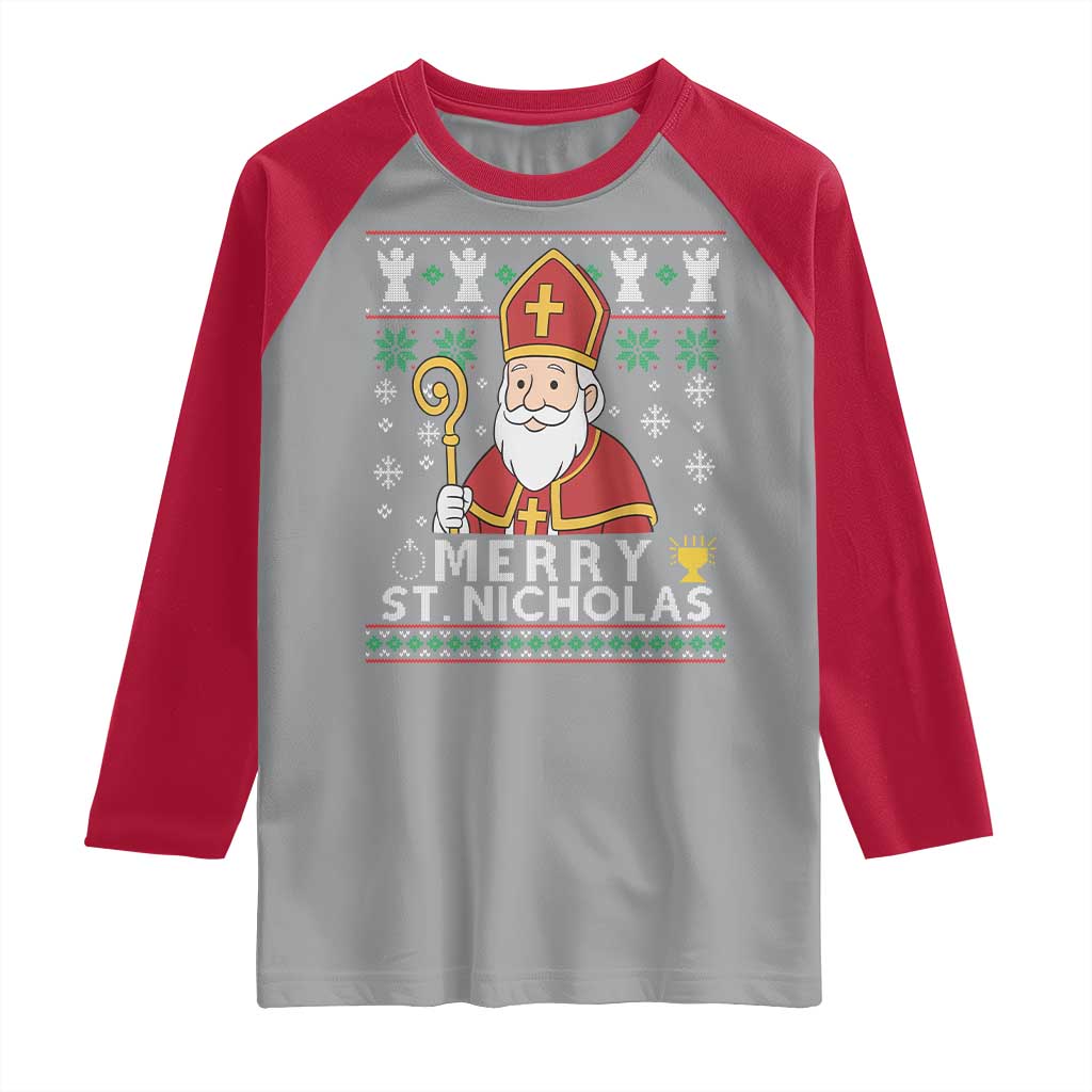 Saint Nicholas Santa Claus Christmas Raglan Shirt - Wonder Print Shop