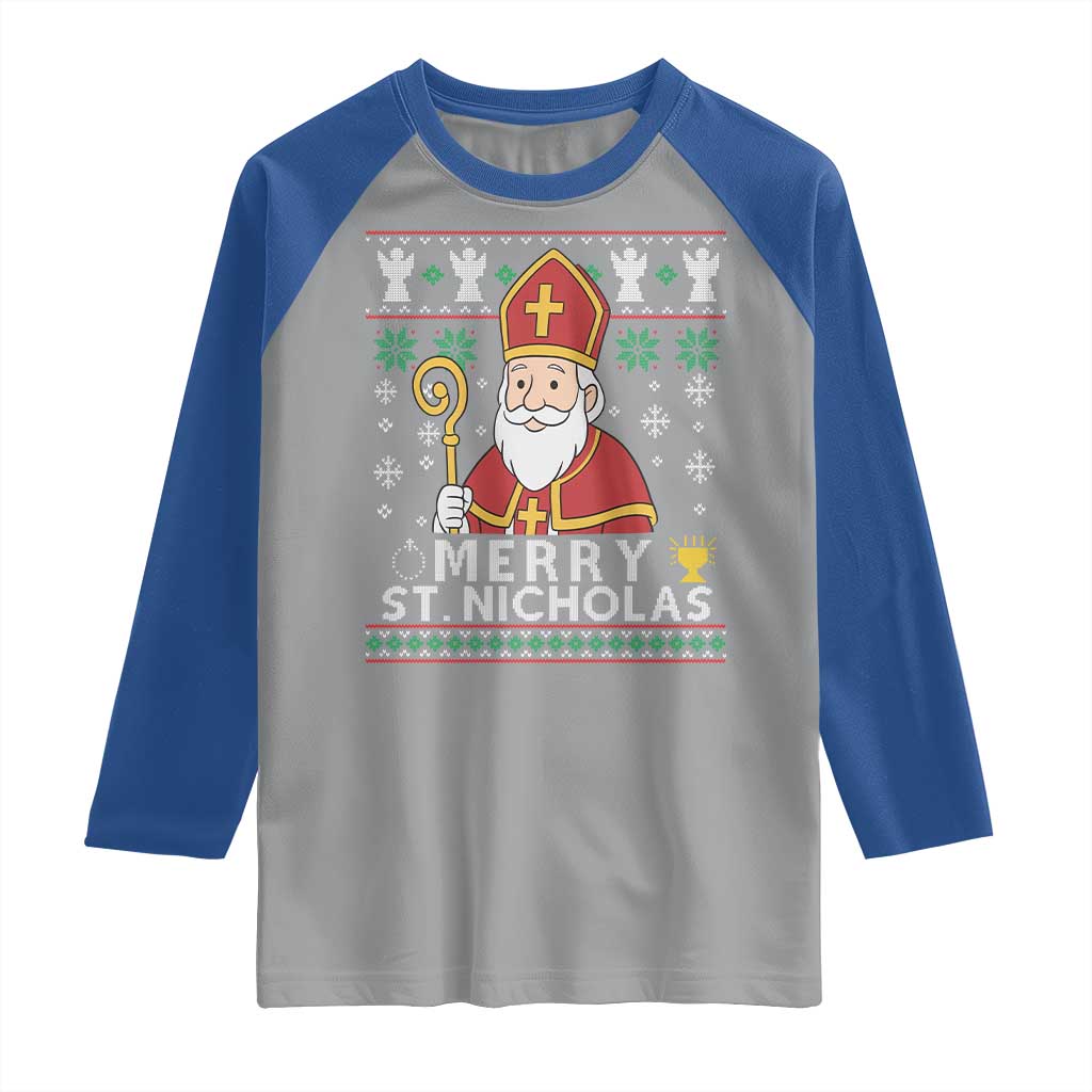 Saint Nicholas Santa Claus Christmas Raglan Shirt - Wonder Print Shop