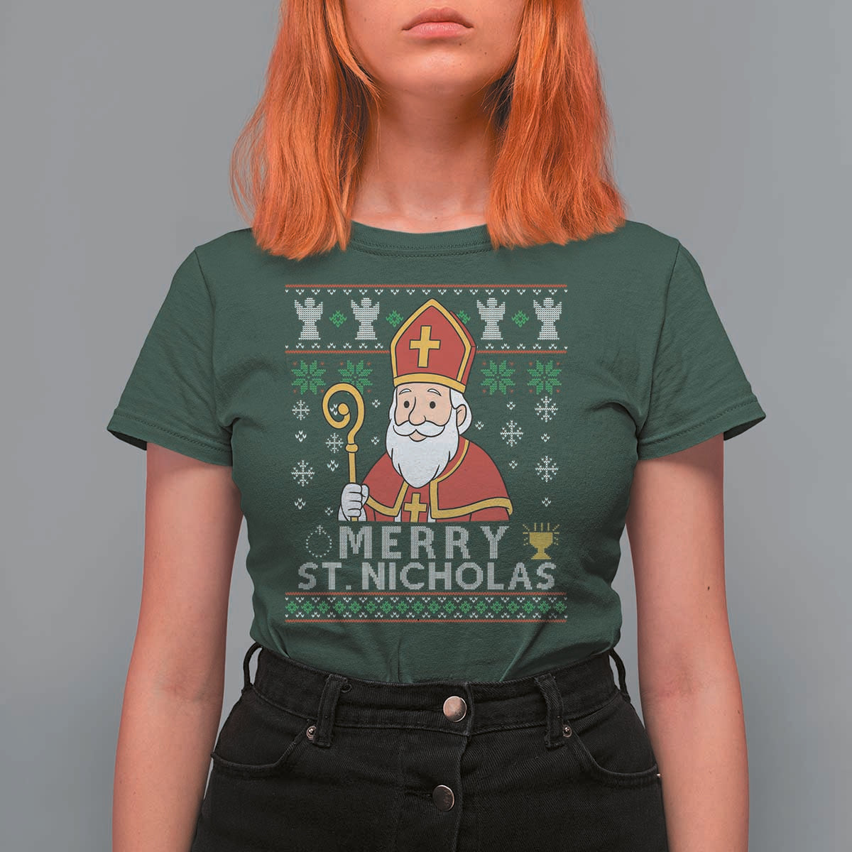 Saint Nicholas Santa Claus Christmas T Shirt For Women - Wonder Print Shop