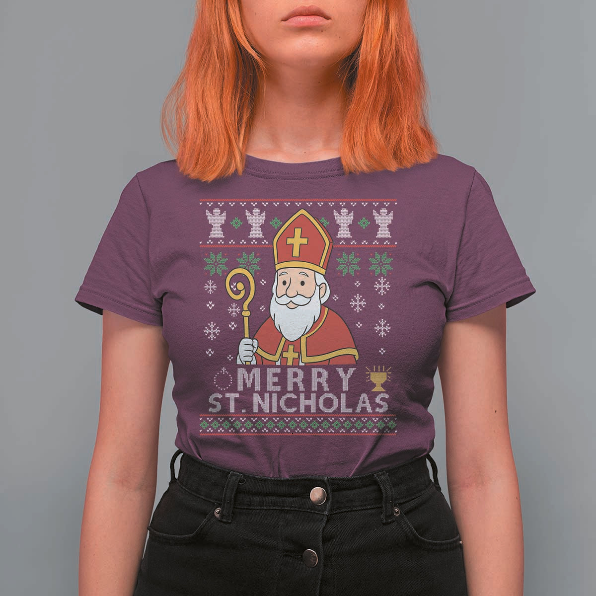 Saint Nicholas Santa Claus Christmas T Shirt For Women - Wonder Print Shop