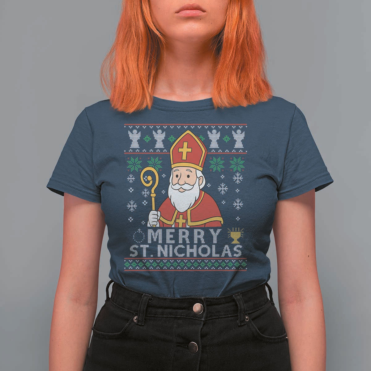 Saint Nicholas Santa Claus Christmas T Shirt For Women - Wonder Print Shop