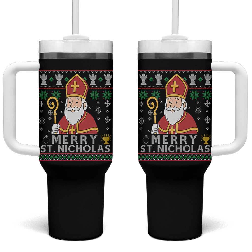 Saint Nicholas Santa Claus Christmas Tumbler With Handle - Wonder Print Shop
