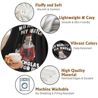 Funny Saint Nicholas Christmas Throw Blanket No Heresy On My Watch St Nicholas Pray For Us Saint Nick's - Wonder Print Shop